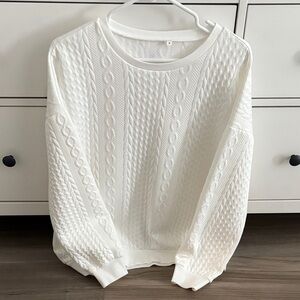 Elegant White Cable Knit Sweater